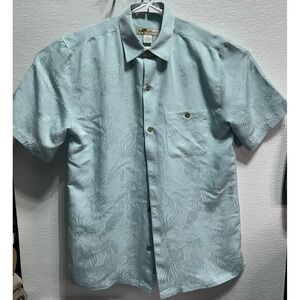 Joe Marlin Men's Short Sleeve Button Down Hawaiian Floral Shirt Blue Size Medium